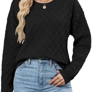 ZAFUL Women's Cable Knit Sweaters Trendy Fall Crewneck Long Sleeve Casual Loose Jumper Pullover Oversized Sweater Tops 2025