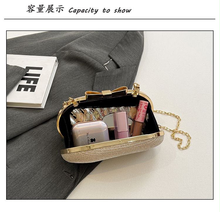 Glossy Clutch Bag for Women – Premium Party Handbag with Gold Chain Strap