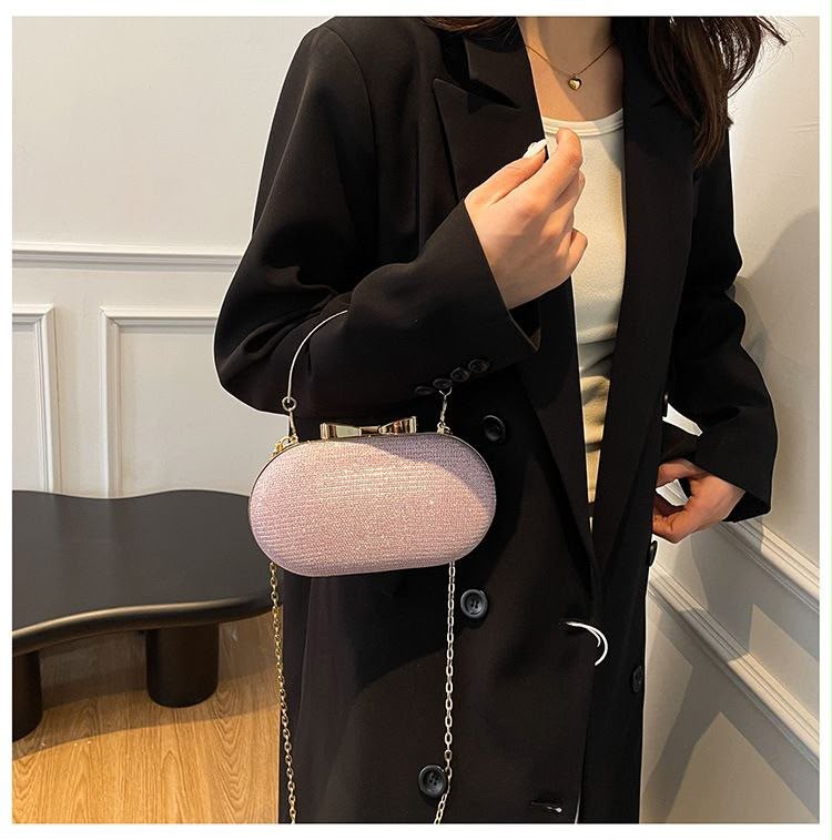 Glossy Clutch Bag for Women – Premium Party Handbag with Gold Chain Strap