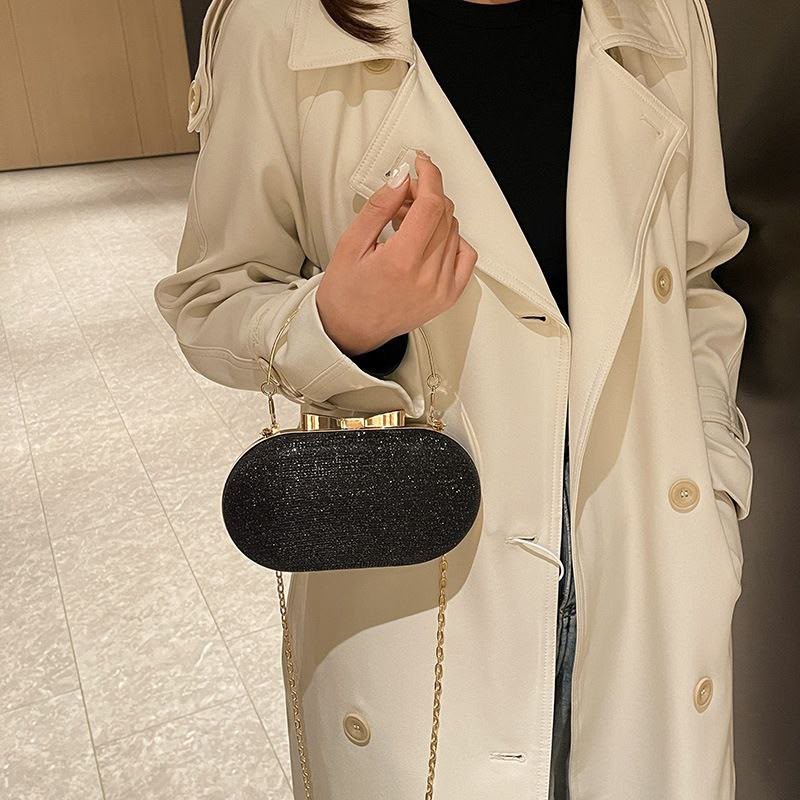 Glossy Clutch Bag for Women – Premium Party Handbag with Gold Chain Strap