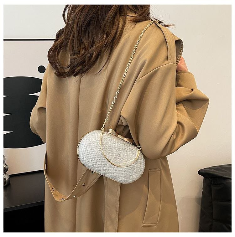 Glossy Clutch Bag for Women – Premium Party Handbag with Gold Chain Strap
