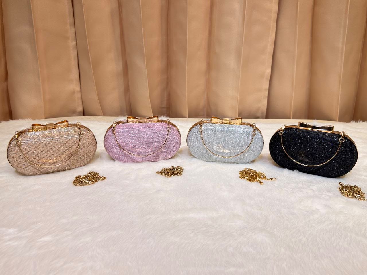 Glossy Clutch Bag for Women – Premium Party Handbag with Gold Chain Strap