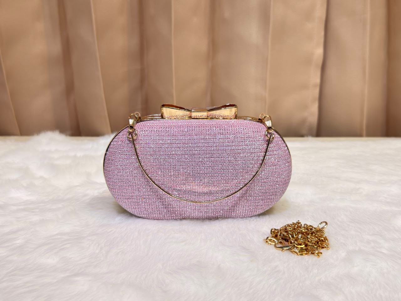 Glossy Clutch Bag for Women – Premium Party Handbag with Gold Chain Strap